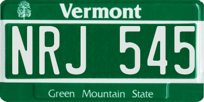VT license plate NRJ545
