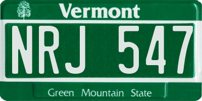 VT license plate NRJ547