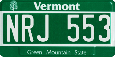 VT license plate NRJ553
