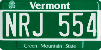VT license plate NRJ554