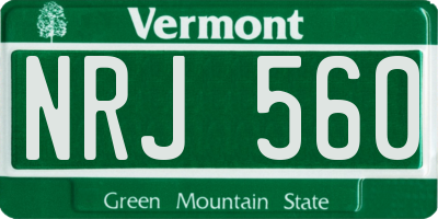 VT license plate NRJ560