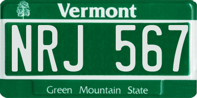 VT license plate NRJ567