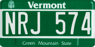 VT license plate NRJ574