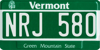 VT license plate NRJ580