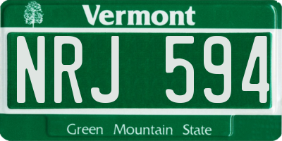 VT license plate NRJ594