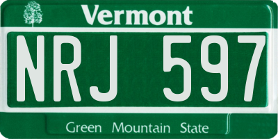 VT license plate NRJ597