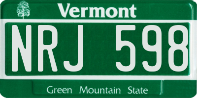 VT license plate NRJ598