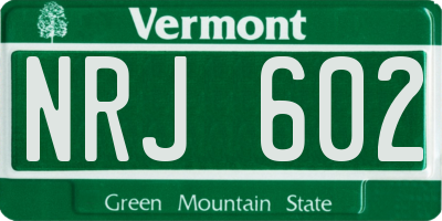 VT license plate NRJ602