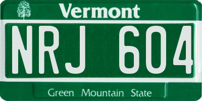 VT license plate NRJ604