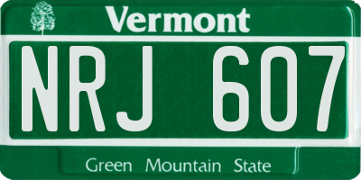 VT license plate NRJ607