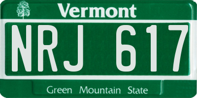 VT license plate NRJ617