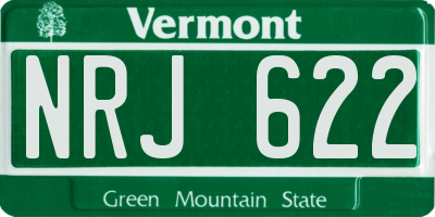 VT license plate NRJ622