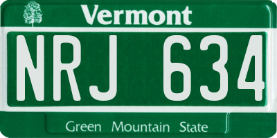 VT license plate NRJ634