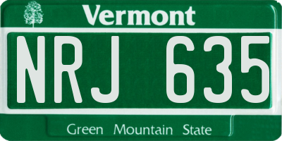 VT license plate NRJ635