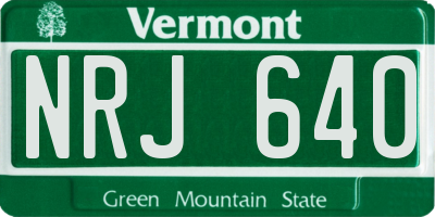 VT license plate NRJ640