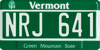 VT license plate NRJ641