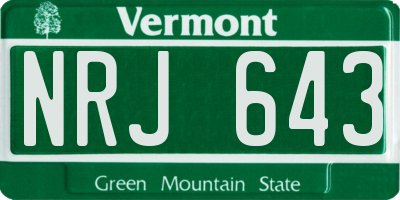 VT license plate NRJ643