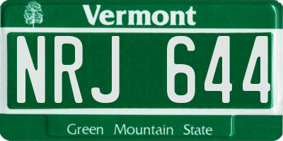 VT license plate NRJ644