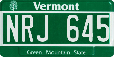 VT license plate NRJ645