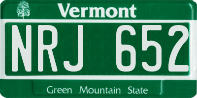 VT license plate NRJ652
