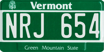 VT license plate NRJ654
