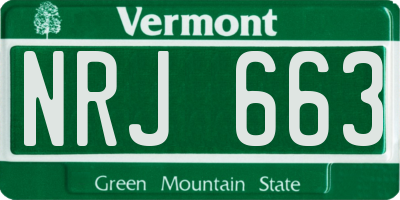 VT license plate NRJ663