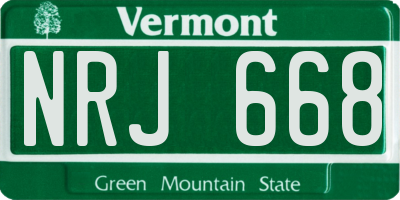 VT license plate NRJ668