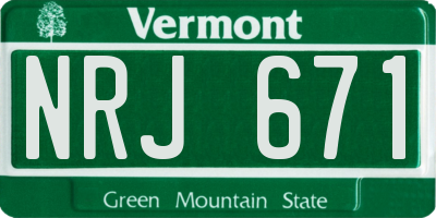 VT license plate NRJ671