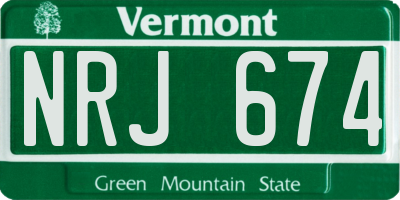 VT license plate NRJ674