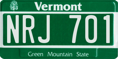 VT license plate NRJ701