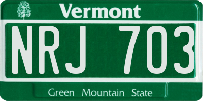 VT license plate NRJ703