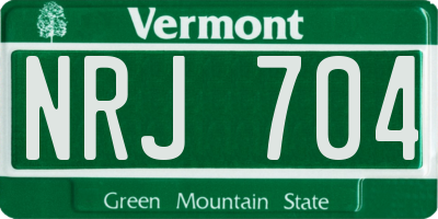 VT license plate NRJ704