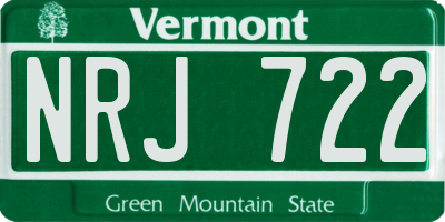 VT license plate NRJ722