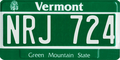 VT license plate NRJ724