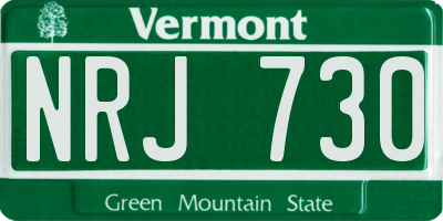 VT license plate NRJ730