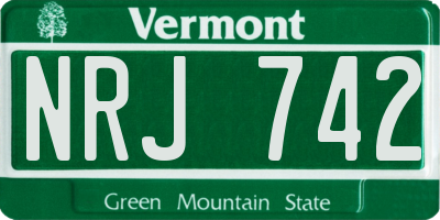 VT license plate NRJ742
