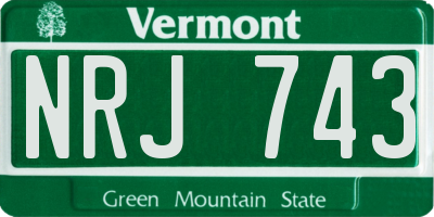 VT license plate NRJ743