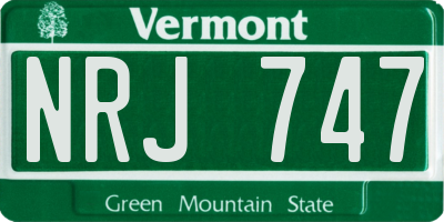 VT license plate NRJ747