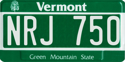VT license plate NRJ750