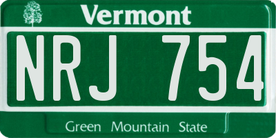 VT license plate NRJ754