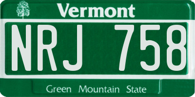 VT license plate NRJ758