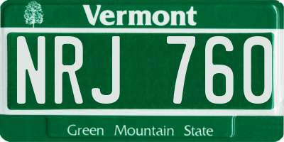 VT license plate NRJ760
