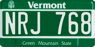 VT license plate NRJ768