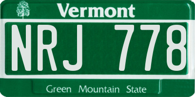 VT license plate NRJ778