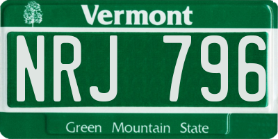 VT license plate NRJ796