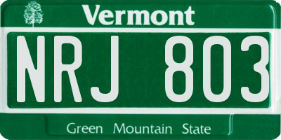 VT license plate NRJ803
