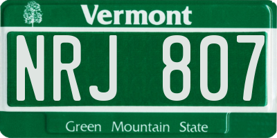 VT license plate NRJ807