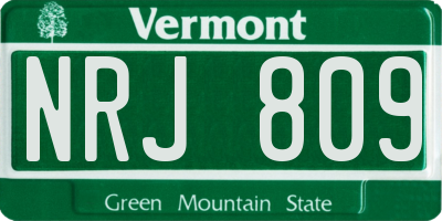 VT license plate NRJ809