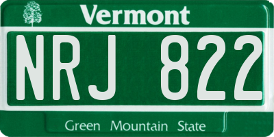 VT license plate NRJ822