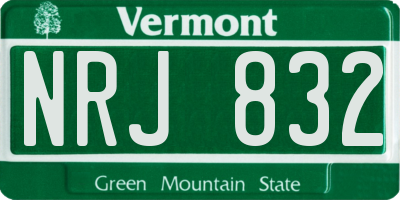 VT license plate NRJ832